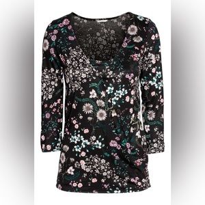 H&M MAMA Black Floral Nursing Top